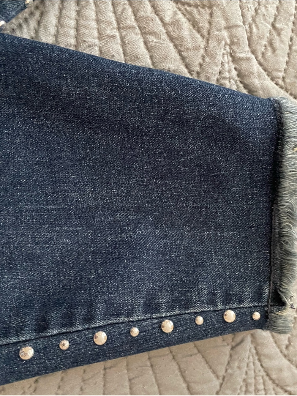 INC International Concepts Dark Blue Skinny Jeans with Silver Stud Trim - Picture 2 of 5